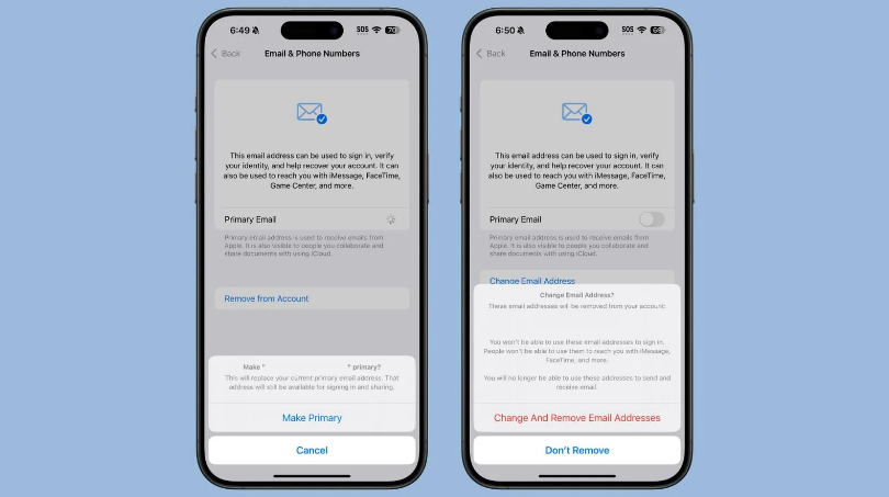 叉河镇苹果手机维修分享苹果 iOS 18.1 支持设置“主要”邮箱地址并更改 iCloud 邮箱 
