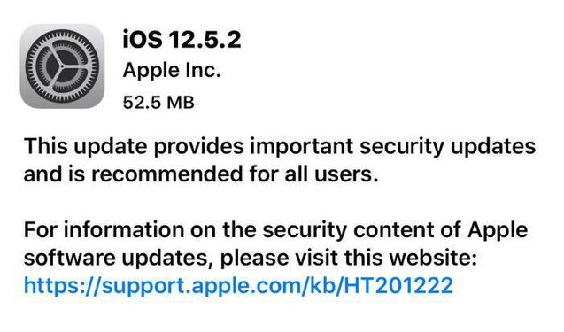 叉河镇苹果手机维修分享iOS12.5.2发布，建议所有老苹果用户安装 